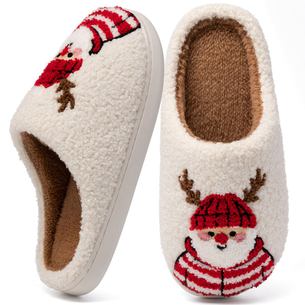 Ecetana Christmas House Slippers for Women Men Holiday Indoor Bedroom Warm Cozy Fluffy Slippers