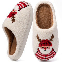 Ecetana Christmas House Slippers for Women Men Holiday Indoor Bedroom Warm Cozy Fluffy Slippers
