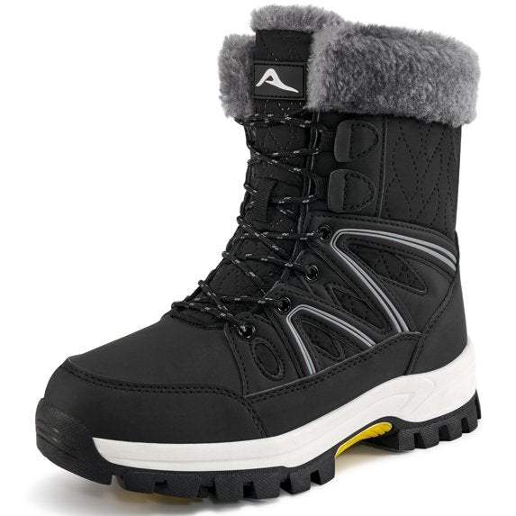 Ecetana Snow Boots for Women Mid-Calf Winter Boots Lace Up Non-Slip Outdoor Hiking Boots