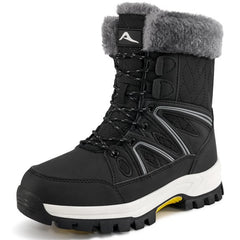 Ecetana Snow Boots for Women Mid-Calf Winter Boots Lace Up Non-Slip Outdoor Hiking Boots
