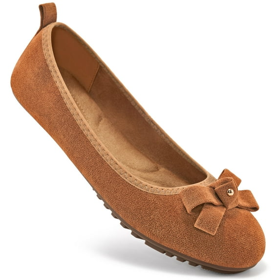 Ecetana Ballet Flats for Women Foldable Round Toe Slip On Loafer Dress Shoes for Women