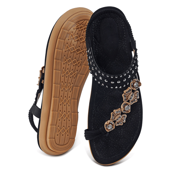 Decould sylf Women Sandals Shoes Comfortable Elastic Heel Strap Non-Slip Sandals Beach Bohemian Flats