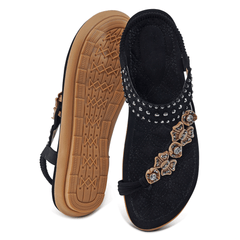 Decould sylf Women Sandals Shoes Comfortable Elastic Heel Strap Non-Slip Sandals Beach Bohemian Flats