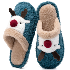 Ecetana Women's Christmas Fuzzy Cute Warm House Slippers Bedroom Indoor Shoes