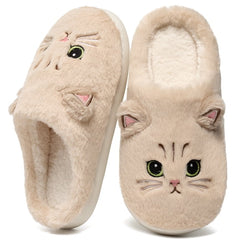 Ecetana Women's Cute Fuzzy Slippers Comfort Faux Fur Memory Foam Non-Slip House Slippers for Women