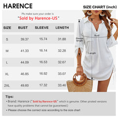 Harence Beach Cover up for Women Bikini Swimsuit Bathing Suit Cover up Drawstring Shirt Dress