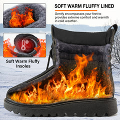 Women Snow Boots Winter Warm Faux Fur Waterproof Lace-up Ankle Booties