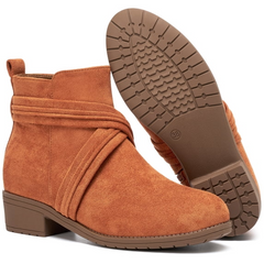 Ecetana Women's Ankle Boots Chunky Heel Round Toe Casuals Short Booties with Side Zipper