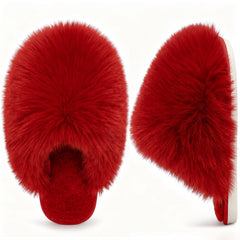 Ecetana Women's Furry Slippers Comfy Memory Foam Fuzzy Fluffy Slippers Non-slip Indoor House Shoes