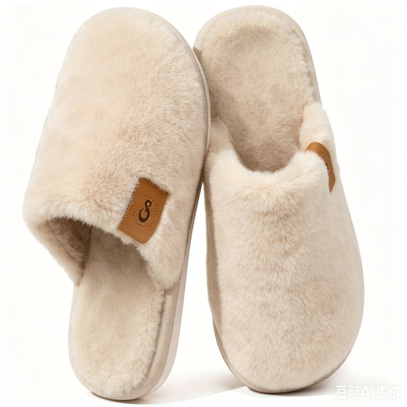 Ecetana Women's Fuzzy Slippers Indoor Cozy Soft Memory Foam Slip On House Shoes for Women