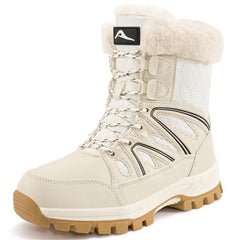 Ecetana Snow Boots for Women Mid-Calf Winter Boots Lace Up Non-Slip Outdoor Hiking Boots