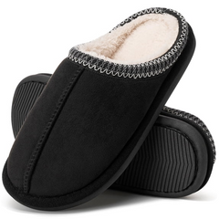 Ecetana Women's Fuzzy Slippers Faux Suede Plush-Lined Indoor House Shoes