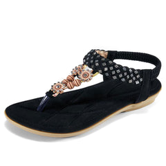 Womens Sandals Clip toe Rhinestone Summer Flat sandal