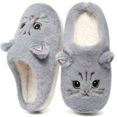 Ecetana Women's Cute Fuzzy Slippers Comfort Faux Fur Memory Foam Non-Slip House Slippers for Women