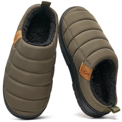 Ecetana Mens House Slippers Faux Fur Warm Home Shoes Non-Slip Indoor Outdoor