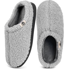 Ecetana Men's Fuzzy Slippers Comfortable and Warm Faux Fur Home Shoes Memory Foam Slippers