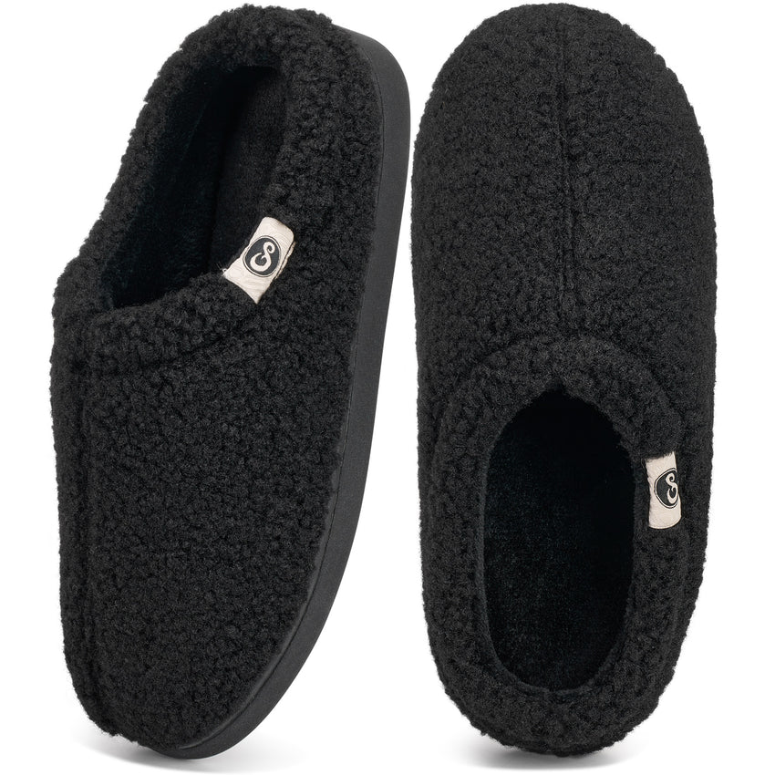 Ecetana Men's Fuzzy Slippers Comfortable and Warm Faux Fur Home Shoes Memory Foam Slippers