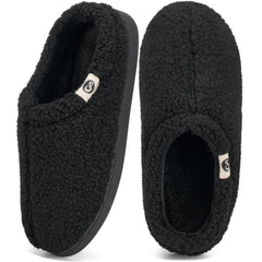 Ecetana Men's Fuzzy Slippers Comfortable and Warm Faux Fur Home Shoes Memory Foam Slippers
