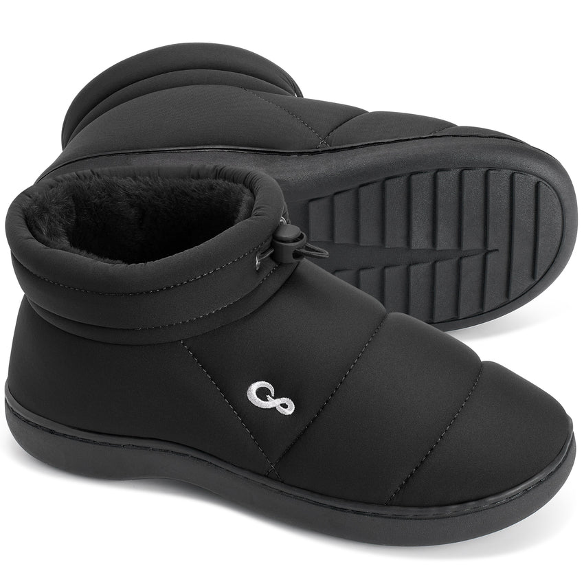 Ecetana Men Slipper Warm Faux Fur Lined Home Slipper Comfortable Waterproof Slip On Lightweight Shoes