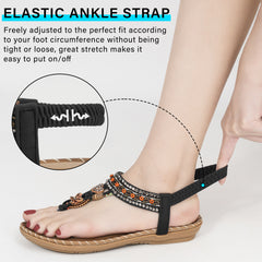 Sandals Women: Women Flats Sandals for Dresses - Elastic Ankle Strap Flip Flops