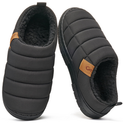 Ecetana Mens House Slippers Faux Fur Warm Home Shoes Non-Slip Indoor Outdoor