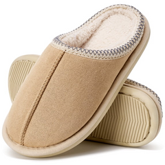 Ecetana Women's Fuzzy Slippers Faux Suede Plush-Lined Indoor House Shoes