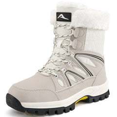 Ecetana Snow Boots for Women Mid-Calf Winter Boots Lace Up Non-Slip Outdoor Hiking Boots