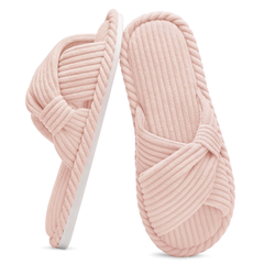 Ecetana Womens House Slippers Cross Band Open Toe Comfortable Home Shoes