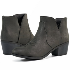 Ecetana Ankle Cowboy Boots for Women Cowgirl Short Boots Chunky Heels Western Booties