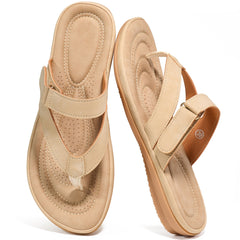 Ecetana Women's Flats Sandals Walking Thong Sandals Summer Beach Flip Flops with Adjustable Strap