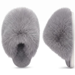 Ecetana Women's Furry Slippers Comfy Memory Foam Fuzzy Fluffy Slippers Non-slip Indoor House Shoes