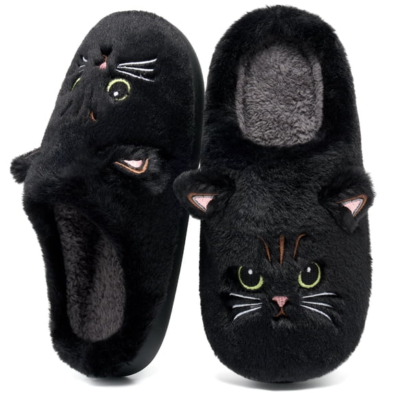 Ecetana Women's Cute Fuzzy Slippers Comfort Faux Fur Memory Foam Non-Slip House Slippers for Women