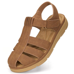 Ablanczoom Womens Summer Comfortable Closed Toe Ankle Strap Flat Sandals