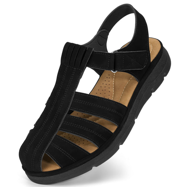 Ablanczoom Womens Summer Comfortable Closed Toe Ankle Strap Flat Sandals