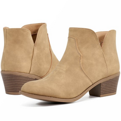 Ecetana Ankle Cowboy Boots for Women Cowgirl Short Boots Chunky Heels Western Booties
