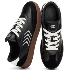 Ecetana Womens Walking Shoes PU Leather Low Top Tennis Shoes Non-Slip Casual Sneakers for Women