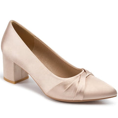 Ecetana Women's Chunky Heel Pumps Pointed Toe Bow Knot Heel Dress Shoes for Wedding Party Daily