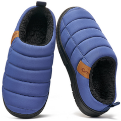 Ecetana Mens House Slippers Faux Fur Warm Home Shoes Non-Slip Indoor Outdoor