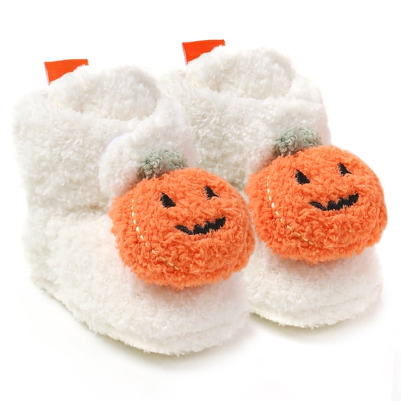 Ecetana Baby Fuzzy Bootie Slippers Halloween Cozy Sock Shoes Soft Infant Shoes Warm Fleece Slippers for Toddlers