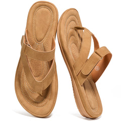 Ecetana Women's Flats Sandals Walking Thong Sandals Summer Beach Flip Flops with Adjustable Strap