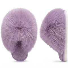 Ecetana Women's Furry Slippers Comfy Memory Foam Fuzzy Fluffy Slippers Non-slip Indoor House Shoes