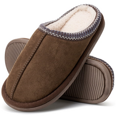 Ecetana Women's Fuzzy Slippers Faux Suede Plush-Lined Indoor House Shoes