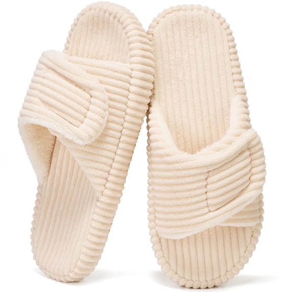 Ecetana Open Toe House Slippers for Women Memory Foam Bedroom Slippers Cozy Indoor House Shoes