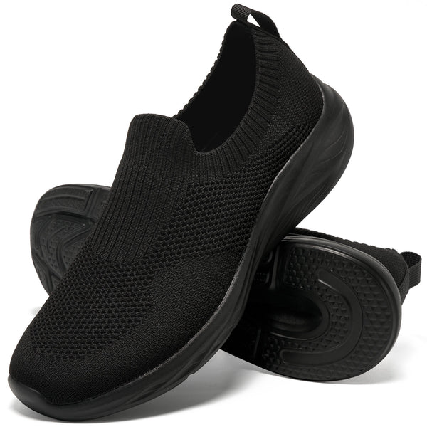 MeMoride Mens Walking Shoes Lightweight Slip-On Knit Sneakers Breathable Mesh Running Shoes