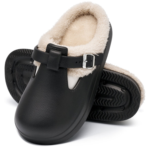 Ecetana Women's Fuzzy Lined Clogs Warm Slip-On House Slippers