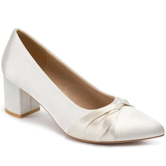 Ecetana Women's Chunky Heel Pumps Pointed Toe Bow Knot Heel Dress Shoes for Wedding Party Daily
