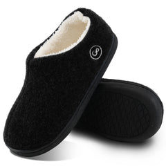 HARENC Womens Comfortable Slippers Plush Fleece Lined Memory Foam Closed Back House Shoes