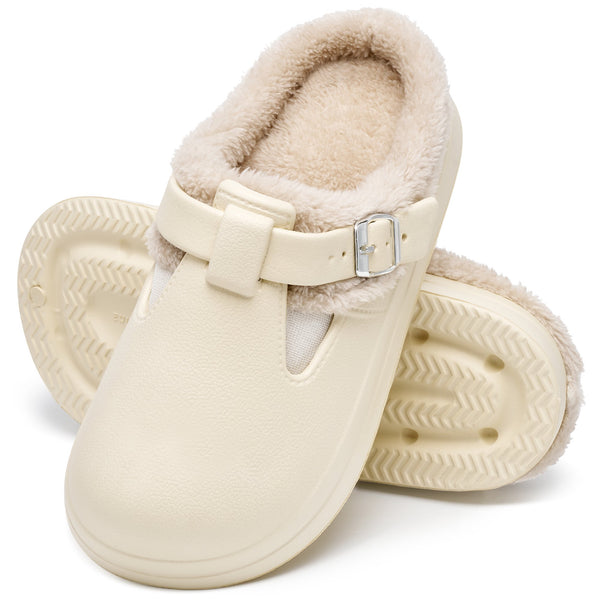 Ecetana Women's Fuzzy Lined Clogs Warm Slip-On House Slippers