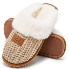 Ecetana Women's Fluffy Slippers Soft Comfort Memory Foam Indoor Outdoor House Slipper