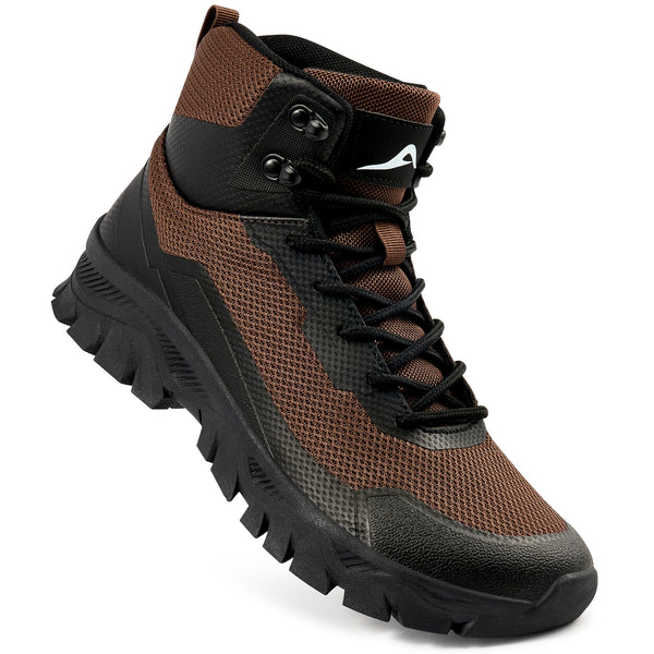MeMoride Men's Hiking Boots Mid-Top Breathable Non-Slip Outdoor Trekking Shoes